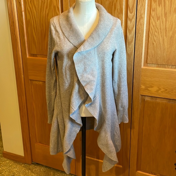 Cynthia Rowley Ruffled Cashmere Cardigan Waterfall Sweater - Picture 1 of 9